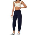 Wearflawless Kadın Scuba Crep Kumaş Beli Lastikli Şalvar Model Balon Pantolon (Lacivert, S)