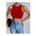 Wearflawless Kadın Sıfır Kol Fitilli Bisiklet Yaka Crop Bluz