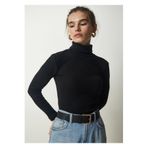 Wearflawless Kadın Uzun Kollu Fitilli Balıkçı Yaka Örme Bluz