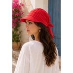 Wearflawless Kırmızı Kadın Safari Bağlamalı Siperli Bandana Şapka, Yazlık Güneşlik Şapka Plaj Deniz Vizör Şapka