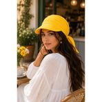 Wearflawless Sarı Kadın Safari Bağlamalı Siperli Bandana Şapka, Yazlık Güneşlik Şapka Plaj Deniz Vizör Şapka