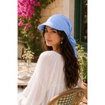 Wearflawless Turkuaz Kadın Safari Bağlamalı Siperli Bandana Şapka, Yazlık Güneşlik Şapka Plaj Deniz Vizör Şapka
