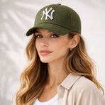 Wearflawless Unisex Ny Nakışlı Ayarlanabilir Şapka, Baseball Şapka, Kadın Şapka, Erkek Şapka - Standart - Haki