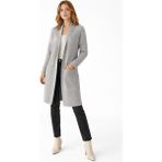 Wearified Kadın Şal Yaka Oversize Uzun Triko Hırka - Gri - Standart