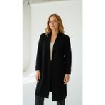 Wearified Kadın Şal Yaka Oversize Uzun Triko Hırka - Siyah - Standart