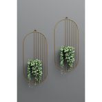 wearme 2’li Gold Kaplama Metal Duvar Saksılığı Oval Modern Çiçeklik & Dekoratif Duvar Aksesuar
