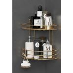 Wearme Home Altın Kaplama Yapışkanlı 2 Katlı Banyo Köşeliği Köşe Rafı Duş Şampuanlık Organizer Raf