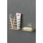 Wearme Home Gold Altın Kaplama Yapışkanlı 2 Li Set Sabunluk Banyo Mutfak Lavabo Metal Katı Sabunluk