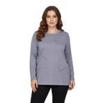 Wearon Kadın Gri Sıfır Yaka Taşlı Bluz BGL-ST05151