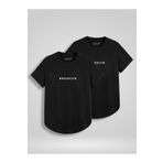 WEARTEX 2'li Paket Eteği Oval Brooklyn Baskılı Slim Fit T-shirt