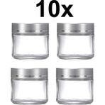 Weather Forecast 10 Adet 50 ml Boş Şeffaf Cam Seyahat Krem ve Organizer Kavanozu Kozmetik Kutu - Gri
