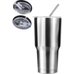 Weather Forecast 304 Çelik 900 ml Tek Kapak Çift Kullanım Pipetli Soğuk Içecek El Termos Mug - Gri