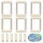WEBEEDY 13 adet mini ahşap dokuma çerçeve seti, küçük ahşap dokuma alet seti, 6 dokuma çerçeveli, 6 mekik ve 50 g iplik, yetişkinler, yeni başlayanlar, kendin yap örgü ve tığ projeleri için