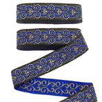 WEBEEDY 15,3 Yard İşlemeli Jakarlı Borte Dikiş Boho Jakarlı Kumaş Şerit Etnik Desen Bantlı El Çantası Sapı Kumaş Süslemeleri Hediye Kağıdı 3,3 cm
