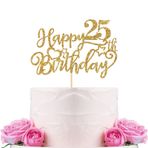 WeBenison Happy 25th Birthday Pasta Süsü 25. Doğum Günü Pastası Malzemeleri Erkek veya Kız Çocuk 25 Yaş Doğum Günü Partisi Süslemeleri Altın Parıltı