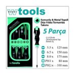 Weber Tools Tornavida Seti 5 Parça (Düz-Yıldız, Somunlu Ve Metal Tepeli) - Düz - Yıldız (Ph) 7 Parça Somun - Metalik Tepe