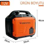 Webesten 12V DC Portatif Jeneratör 1200W Benzinli Otomatik Çalıştırma Özelliği ile Güçlü Enerji