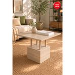 webotto 8 Edisam Modern Orta Sehpa Traverten Görünümlü Ahşap Ayaklı 60x60cm Kare Salon Sehpası
