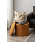 WEBPANYA Handmade X Large Hardal Dokuma Kumaş Sandıklı Silindir Dekoratif Pufidik Puf Bench
