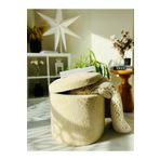 WEBPANYA Handmade X Large Krem Tedy Kumaş Sandıklı Silindir Dekoratif Pufidik Puf Bench