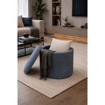 WEBPANYA Handmade X Large Mavi Dokuma Kumaş Sandıklı Silindir Dekoratif Pufidik Puf Bench