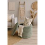 WEBPANYA Handmade X Large Yeşil Tedy Kumaş Sandıklı Silindir Dekoratif Pufidik Puf Bench