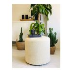 WEBPANYA Pufanna-handmade Krem Tedy Kumaş Silindir Dekoratif Pufidik Puf Bench