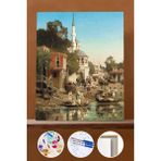 WebStyle Sayılarla Boyama Seti Çerçeveli Kasnaklı Osmanlıda Balık Pazarı 60X75 cm