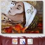 WebStyle Sayılarla Boyama Seti Kasnaklı Balık Kadını 60 x 75 cm