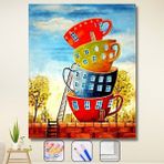 WebStyle Sayılarla Boyama Seti Kasnaklı Bardak Kulesi 40 x 50 cm