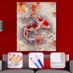 WebStyle Sayılarla Boyama Seti Kasnaklı Dans Eden Japon Balıkları 60 x 75 cm