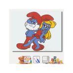 WebStyle Sayılarla Boyama Seti Kasnaklı Şirin Baba ve Şirine 40 x 50 cm