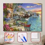 WebStyle Sayılarla Boyama Seti Kasnaklı Yunanda Bir Köy 50 x 65 cm