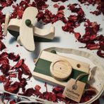 Websunday Ahşap Elyapımı Baby Uçak ve Oyuncak Fotoğraf Makinesi Set, Dekoratif, Eğitici Oyuncak, Çocuk Oyuncak - Koyu Yeşil
