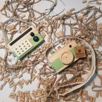 Websunday Ahşap Elyapımı Waldord Hediyelik Baby Radyo + Fotoğraf Makinesi Oyuncak Set, Dekoratif Oyuncak, Eğitici Oyuncak, Çocuk Oyuncak - Ahşap Desenli