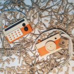 Websunday Ahşap Elyapımı Waldord Hediyelik Baby Radyo + Fotoğraf Makinesi Oyuncak Set, Dekoratif Oyuncak, Eğitici Oyuncak, Çocuk Oyuncak - Turuncu