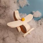 Websunday El Yapımı Ahşap Oyuncak Uçak, Eğitici, Kreatif, Vintage ve Doğal ve Güvenli Ahşap Bebek Oyuncak - Güneş Sarısı