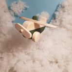 Websunday El Yapımı Ahşap Oyuncak Uçak, Eğitici, Kreatif, Vintage ve Doğal ve Güvenli Ahşap Bebek Oyuncak - Koyu Yeşil