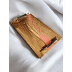websunday El Yapımı Epoksi Doğal Ahşap Tepsi, Dikdörtgen, Yeşil, 35 x 20 cm, Söz Tepsisi, Kahve Sunumluk, Dekoratif (Pembe)