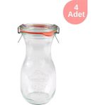 Weck 290 ml Cam Juice Kavanoz Seti (4 Adet) - Antik Nikel - 10 x 18 cm - 10 Adet