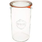 Weck Kavanoz 974 - Büyük Saklama Kapasiteli 1,5 L Cam Kavanozlar - Hava Geçirmez Kapaklı Kavanozlar Dekapaj için Uygun - Isıya Dayanıklı Konserve Kavanozları - Mikrodalga Kasa - (Cam Kapaklı 1