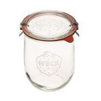 Weck Lale Kavanozu - Ekşi Hamur Başlangıç Kavanozları - 1 x WECK 745 Geniş Ağızlı Büyük Şeffaf Kavanoz - 1 Litre Cam Kapak, kauçuk conta ve çelik klips içerir