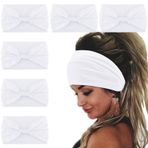 Wecoe 6 paket beyaz saç bantları kadınlar için geniş elastik saç bantları moda afrika saç bantları peruk kafa şal düğümlü saç bantları spor koşu egzersiz Yoga saç bantları cadılar bayramı saç aksesuarları kadınlar için