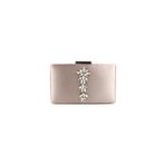 Wedding Fashion Ten Nude Rengi Gümüş Kasalı Gümüş Taşlı 2026 Özel Seri Saten Abiye Çanta Clutch Balo Mezuniyet