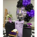Wednesday Temalı Mor Siyah Zincir Balon Set