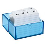 Wedo 2508303 Kartoteks Kutusu DIN A8 Yatay (Plastikten 100 Kartoteks Dahil, 150 Kart Dahil) Beyaz/Çizgili/Şeffaf Mavi