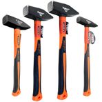 WEDO 4PCS Çapraz Peen Çekiç Seti,7oz+18oz+28oz+35oz,Tack Çekiç Seti,Yüksek Karbonlu Çelik Çekiç Kafası,Makinist Mühendisleri Fiberglas Saplı Çekiç
