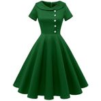 Wedtrend Kokteyl elbisesi, kadın, Rockabilly elbisesi, bayan, kutlama gecesi, kısa, vintage elbise, 50'li yıllar, asker yeşili, XXL