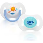 Wee Baby 2'li Gece Gündüz Damaklı Silikon Emzik 0-6 Ay (Saklama Kabı Hediyeli) Mavi - 6 - 18 Ay