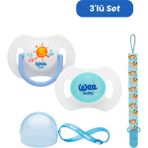 Wee Baby 2'li Gece Gündüz Emzik No:2 Mavi (Kutu ve Band Seti) - 6 - 18 Ay